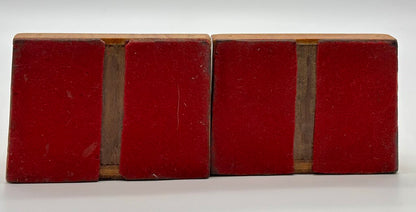 Vtg. Handmade Wooden Inlaid Book Ends /j
