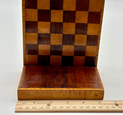 Vtg. Handmade Wooden Inlaid Book Ends /j