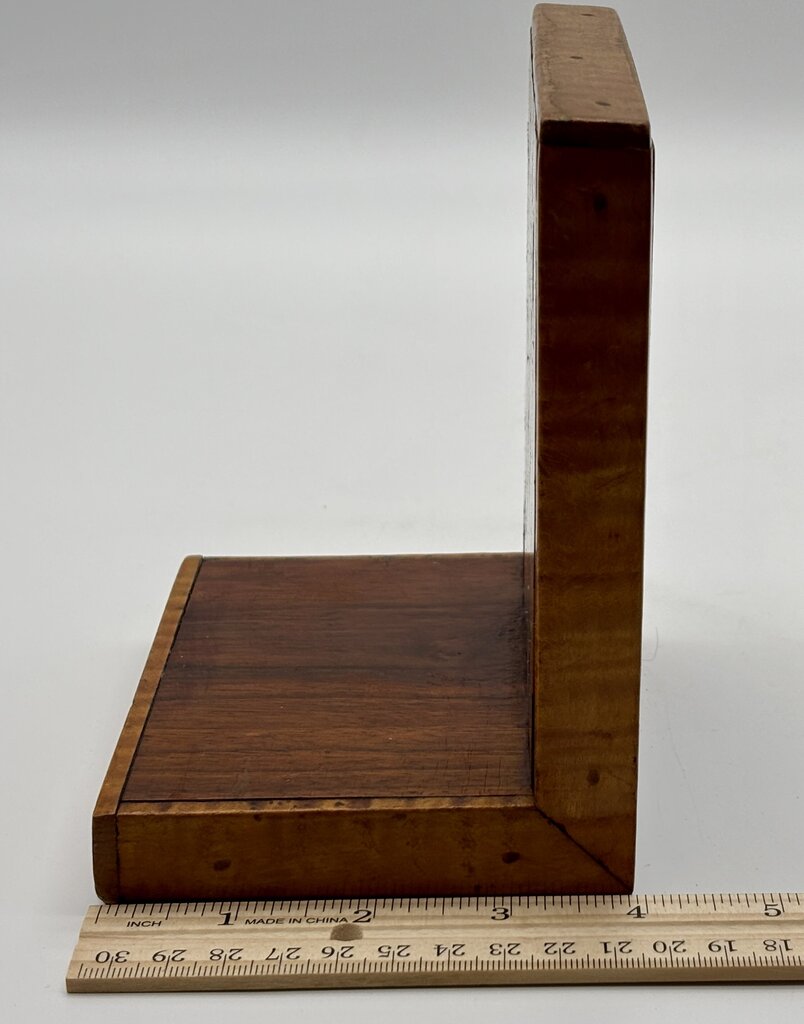 Vtg. Handmade Wooden Inlaid Book Ends /j