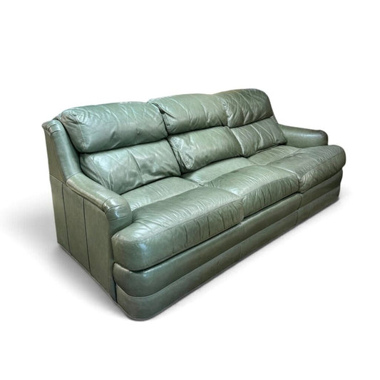 Whittemore Sherrill Seafoam Faux Leather 3 Seater Couch