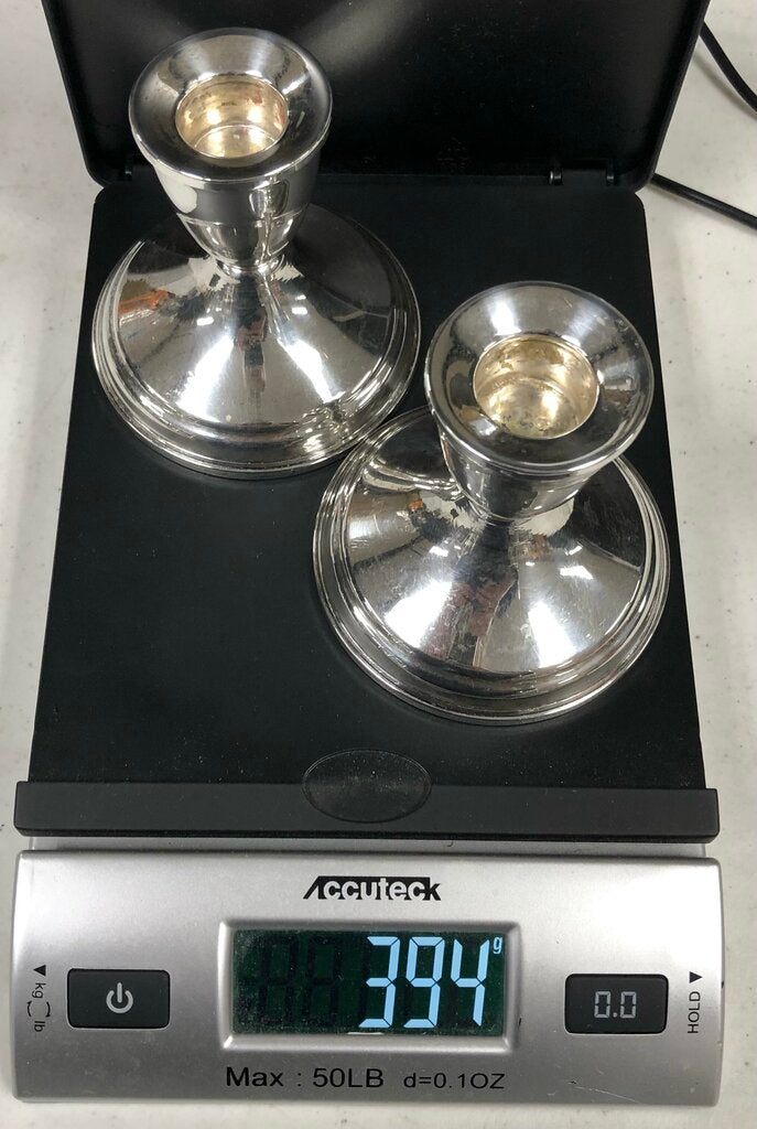 Vtg Pair Duchin Sterling Silver 3” Candlesticks Weighted /b