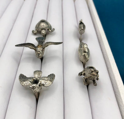 6ea Vintage Reed & Barton Silver Plate Animal Birthday Candle Holders /b