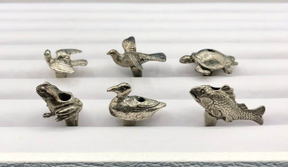 6ea Vintage Reed & Barton Silver Plate Animal Birthday Candle Holders /b