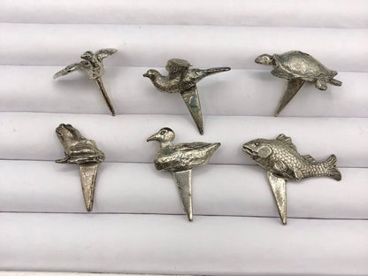6ea Vintage Reed & Barton Silver Plate Animal Birthday Candle Holders /b