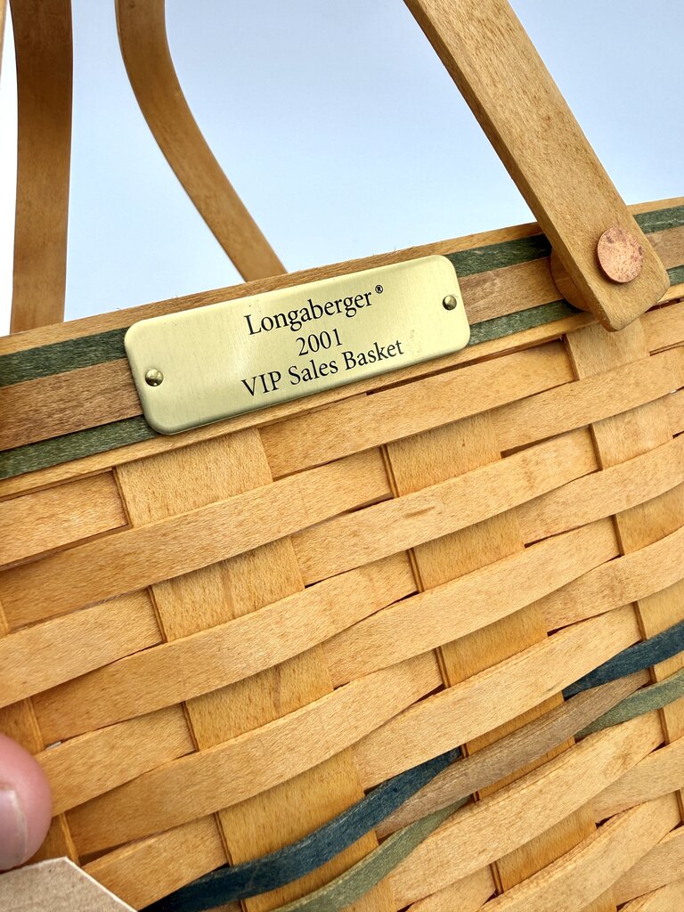 Longaberger 2001 VIP Sales Woven Storage Basket w/ Plaid Liner & Insert
