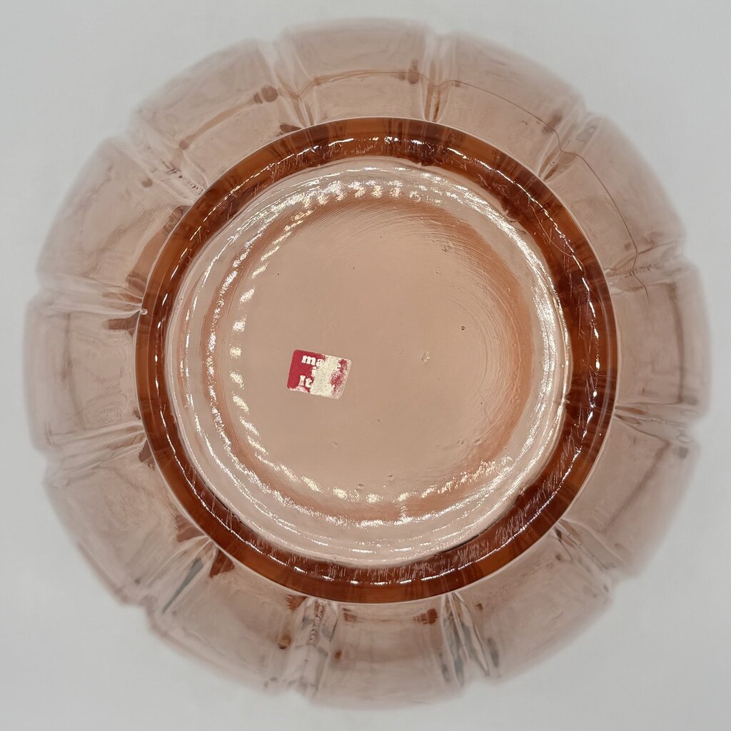 Vintage Pink Pressed Glass Embossed Roses 12” Vase Made In Italy /cb