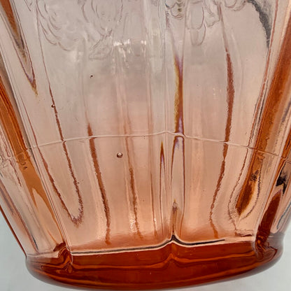 Vintage Pink Pressed Glass Embossed Roses 12” Vase Made In Italy /cb
