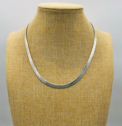 6mm Sterling Silver Herringbone Chain 18” Necklace Italy /b