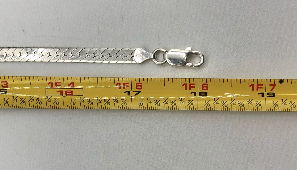 6mm Sterling Silver Herringbone Chain 18” Necklace Italy /b