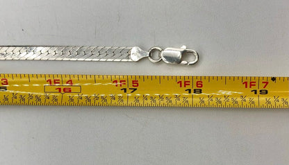 6mm Sterling Silver Herringbone Chain 18” Necklace Italy /b