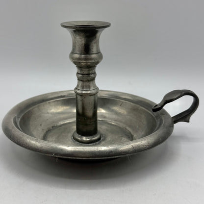 Vintage A.E, Williams English Pewter Chamberstick Candle Holder /cb