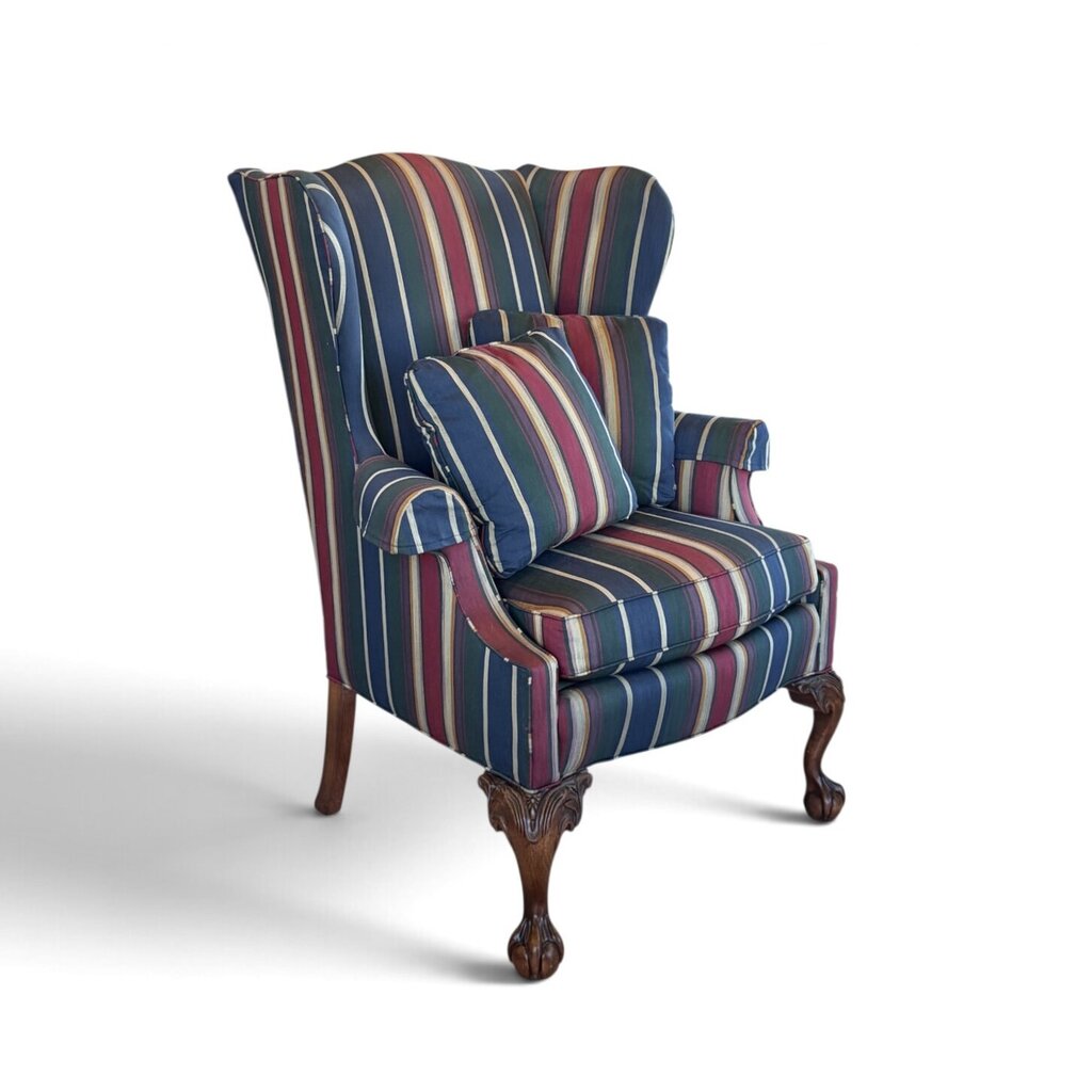 Sherrill Multi-Color Striped Wingback Armchair