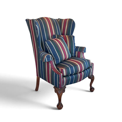 Sherrill Multi-Color Striped Wingback Armchair