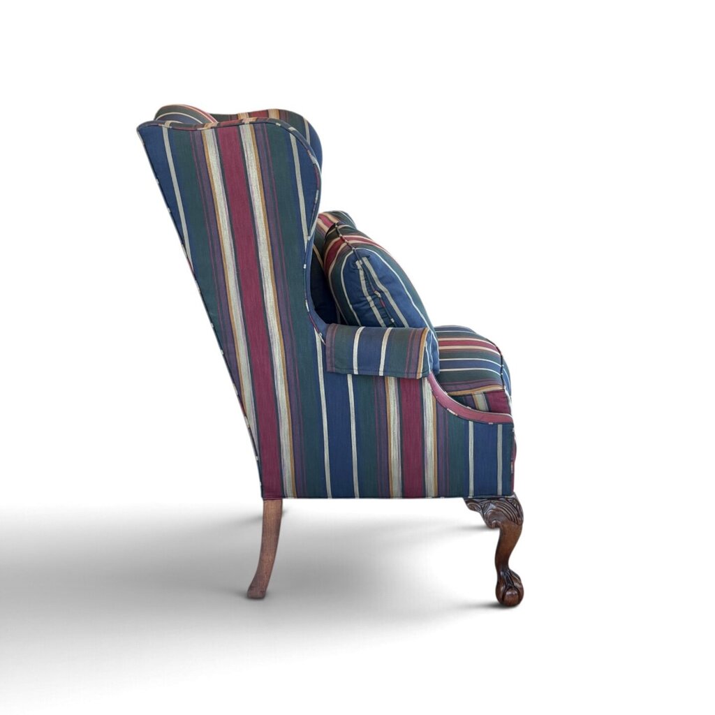 Sherrill Multi-Color Striped Wingback Armchair