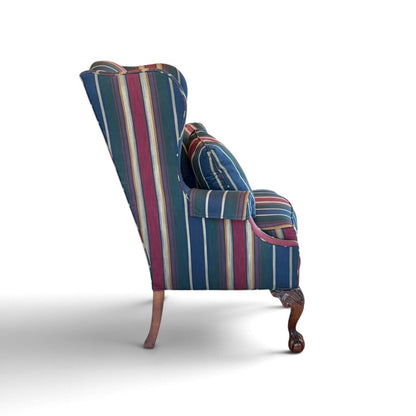 Sherrill Multi-Color Striped Wingback Armchair