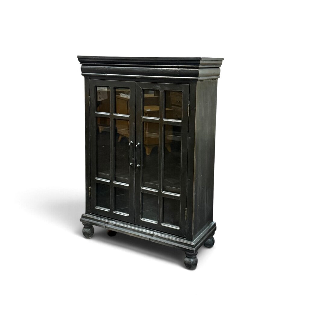Black Two Glass Door Cabinet