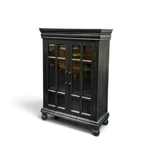 Black Two Glass Door Cabinet
