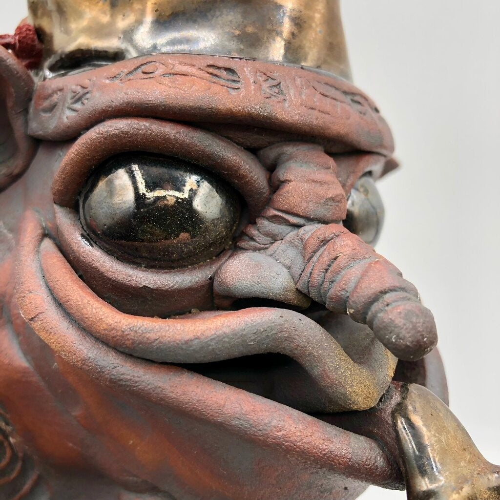 Handcrafted Raku Pottery “The Guardian” Mystical Wall Sculpture /b