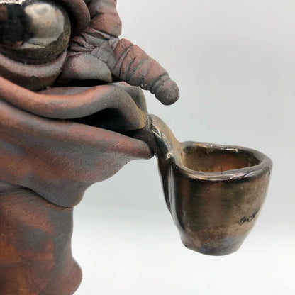 Handcrafted Raku Pottery “The Guardian” Mystical Wall Sculpture /b