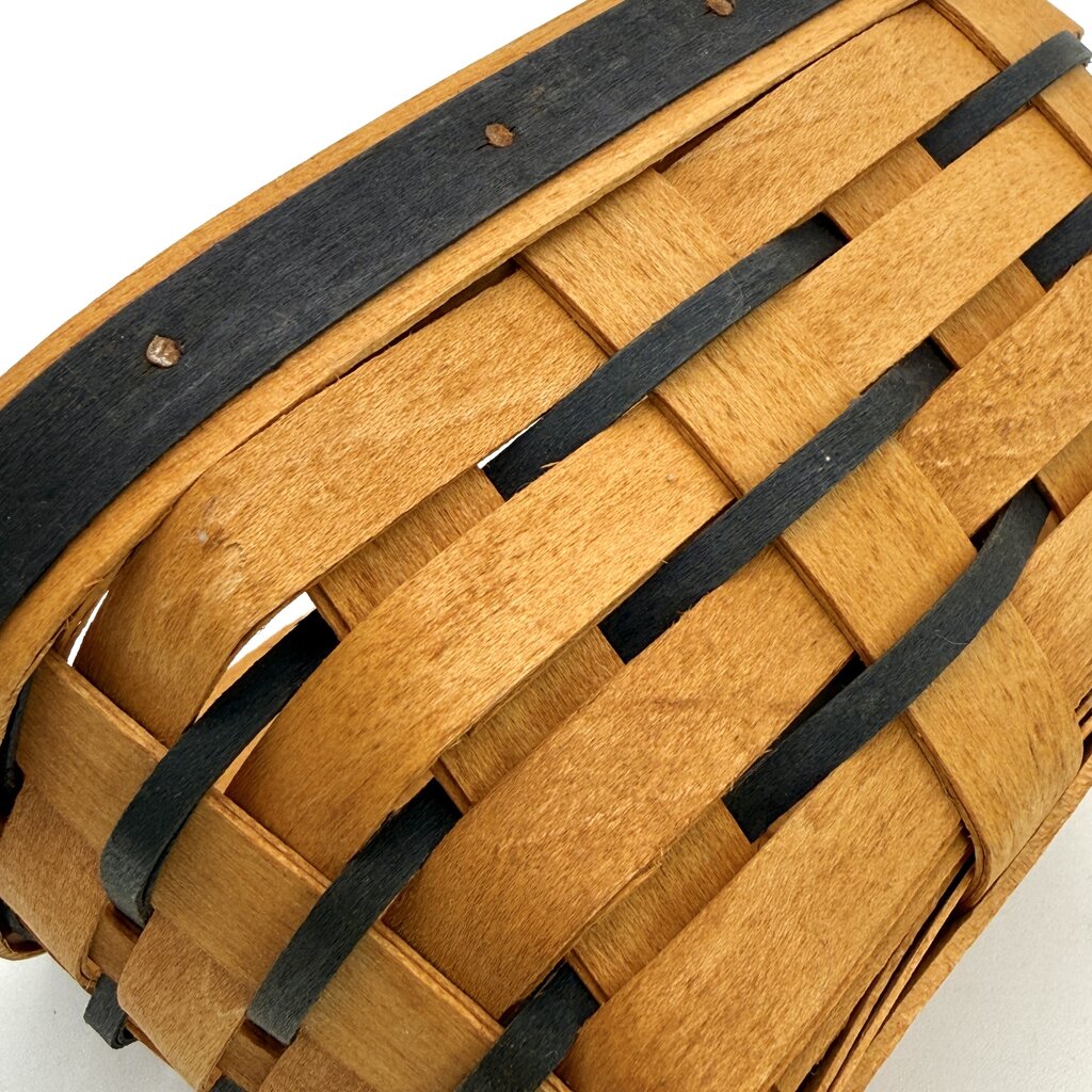 Set of 2 Small Longaberger Rectangle Baskets with Leather Braid Handles