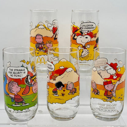 Set of 5 Vintage Peanuts Camp Snoopy Collection McDonald’s Release Drinking Glasses /hy