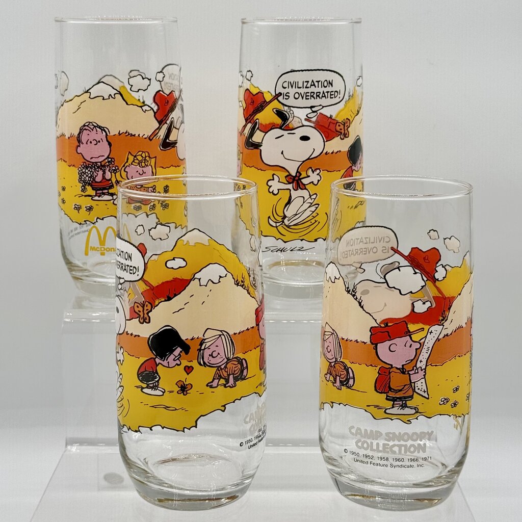 Set of 5 Vintage Peanuts Camp Snoopy Collection McDonald’s Release Drinking Glasses /hy