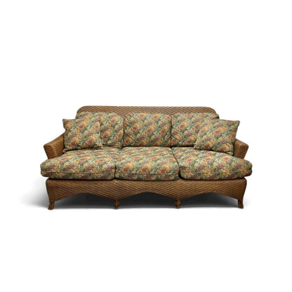 Wicker Floral Cushion 3 Seater Couch