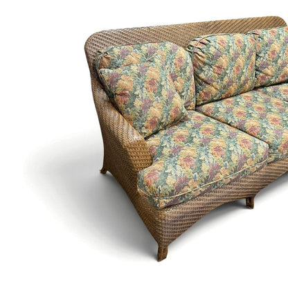 Wicker Floral Cushion 3 Seater Couch