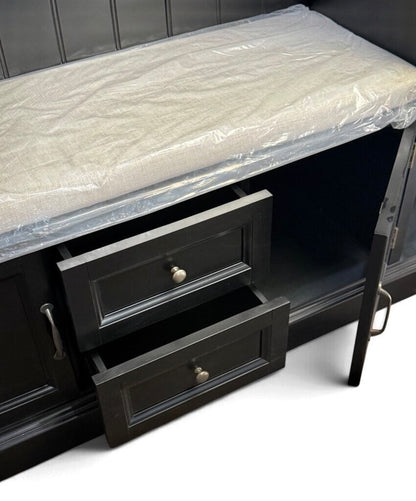 Large Black Mudroom Hallway Hutch