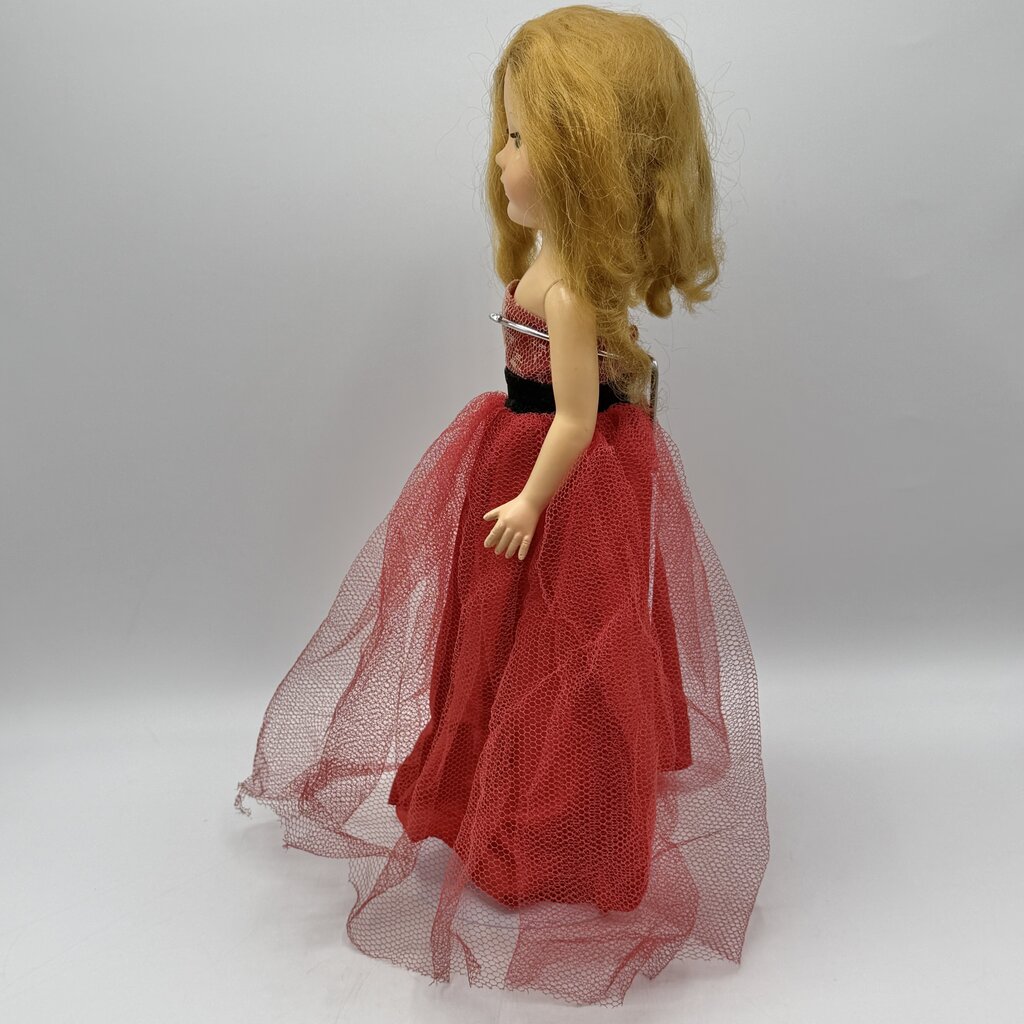 Vintage 1953 LuAnn Simms 14” Hard Plastic Walker Doll Made In USA Works /cb
