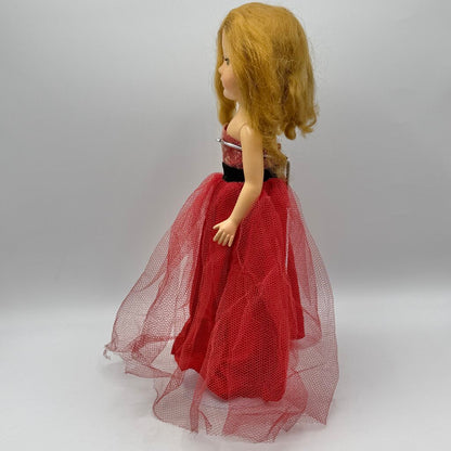 Vintage 1953 LuAnn Simms 14” Hard Plastic Walker Doll Made In USA Works /cb