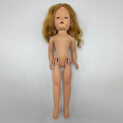 Vintage 1953 LuAnn Simms 14” Hard Plastic Walker Doll Made In USA Works /cb
