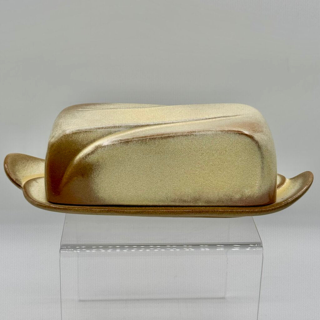 Frankoma Vintage Lazy Bones Butter Dish in Dessert Gold #4K \HY