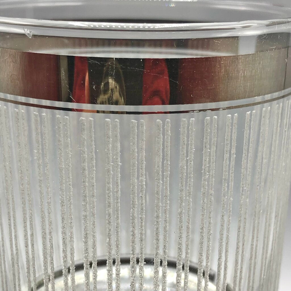 3 Vtg George Briard Silvercrest Banded Icicle Double Old Fashioned Glasses /b