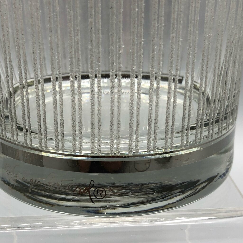 3 Vtg George Briard Silvercrest Banded Icicle Double Old Fashioned Glasses /b