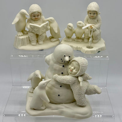Vintage 90’s Snowbabies Figurine Collectibles, Department 56- All We Need Is Love, Read Me a Story, & Fishing for Dreams /hy