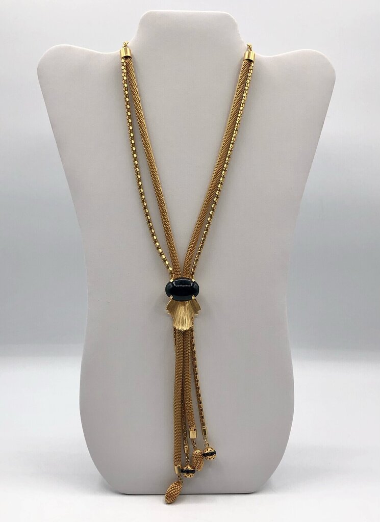 Vintage Multi-Strand Gold Tone Lariat Necklace /b