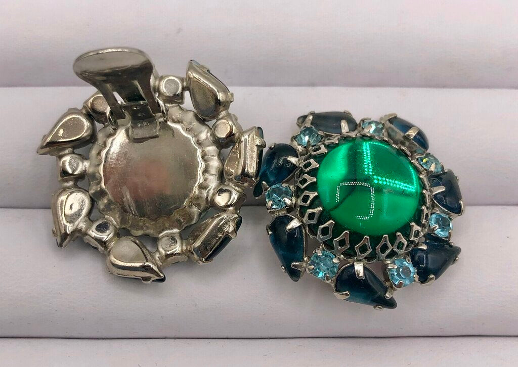2 Pair Vtg Weiss & Alice Caviness Clip Earrings /b