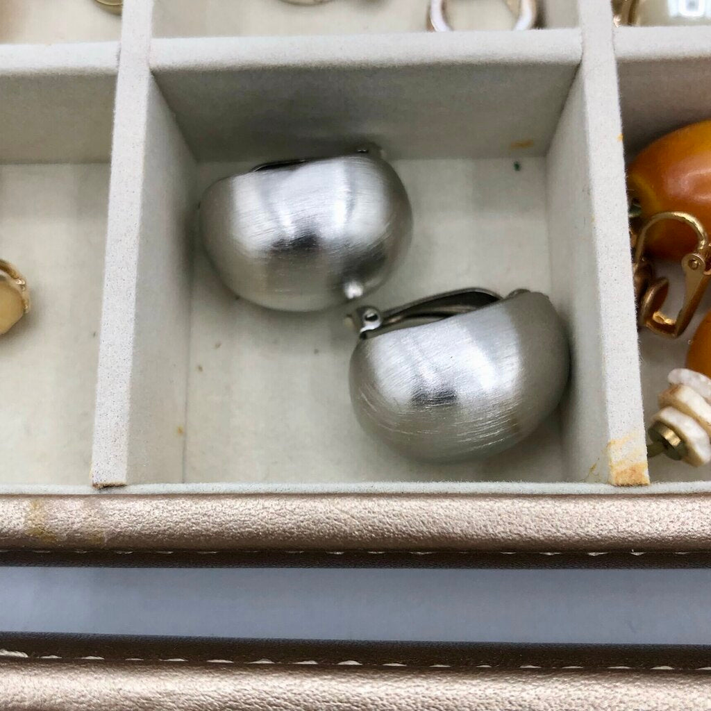 23 Vtg Pair Clip Earrings w/ 2 Storage Trays /b