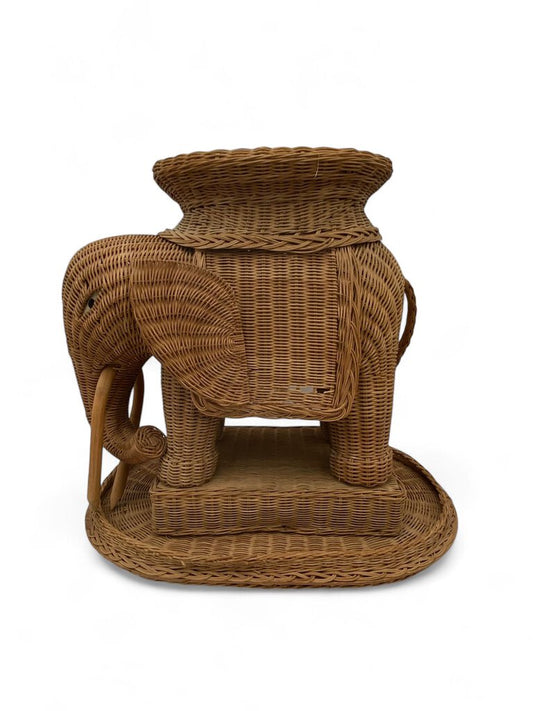 Rattan Elephant Wicker Side Table