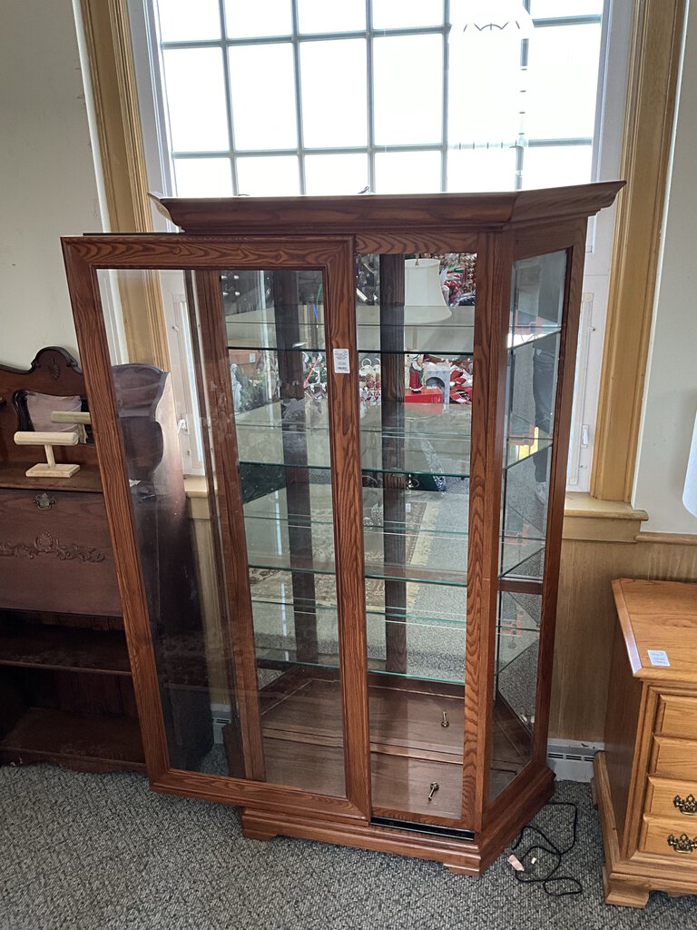 China Hutch, Half Hexagonal, with Sliding Door