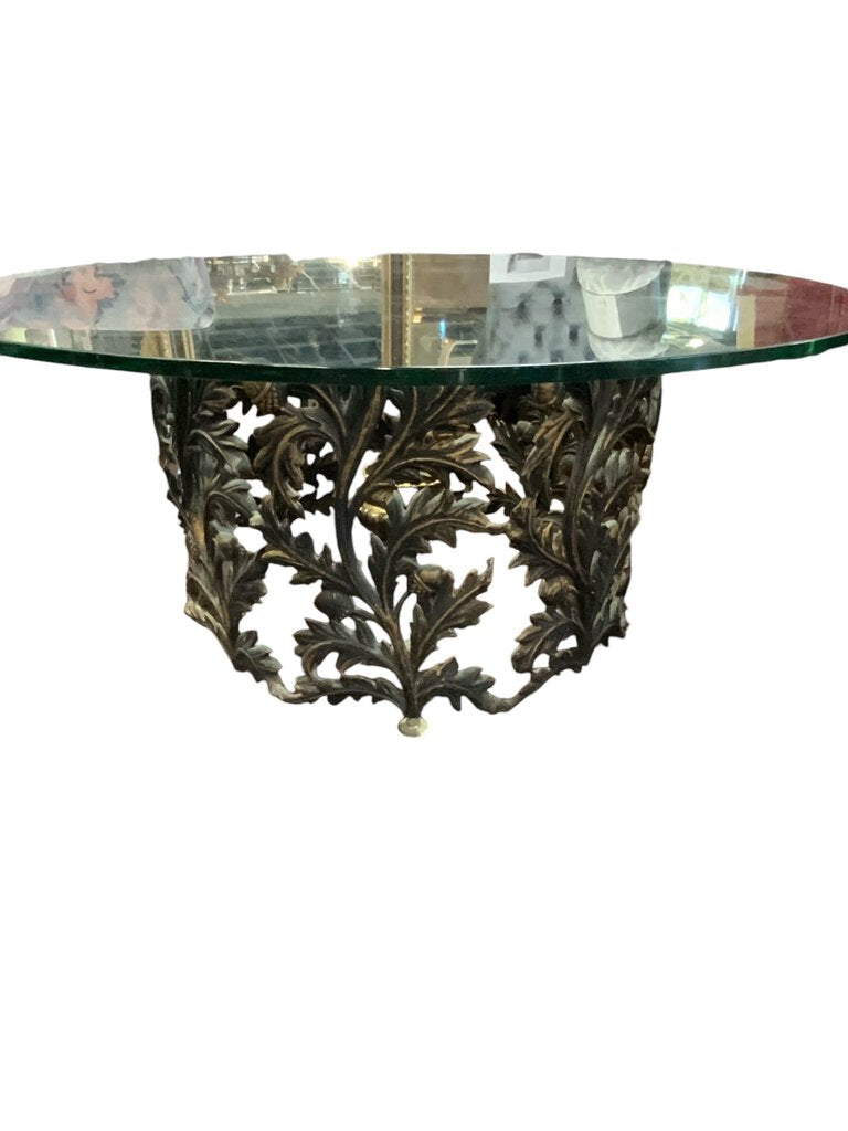 Glass Top Coffee table with Iron Base