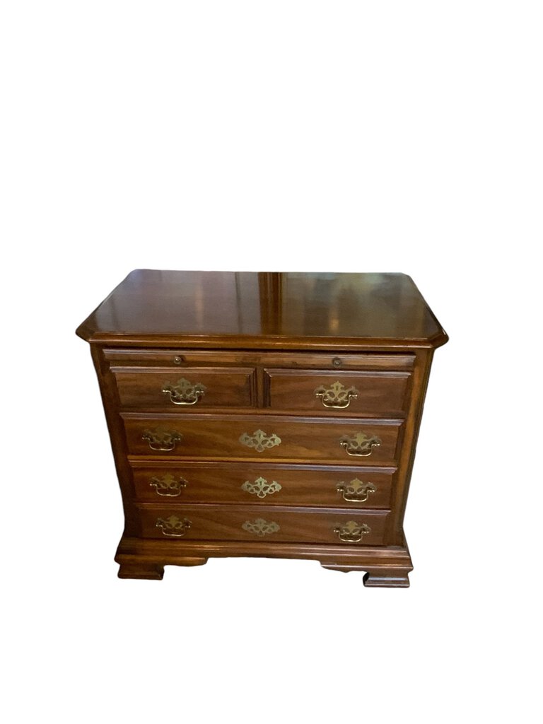 Nightstand - Early American with 5 drawers and sliding shelf