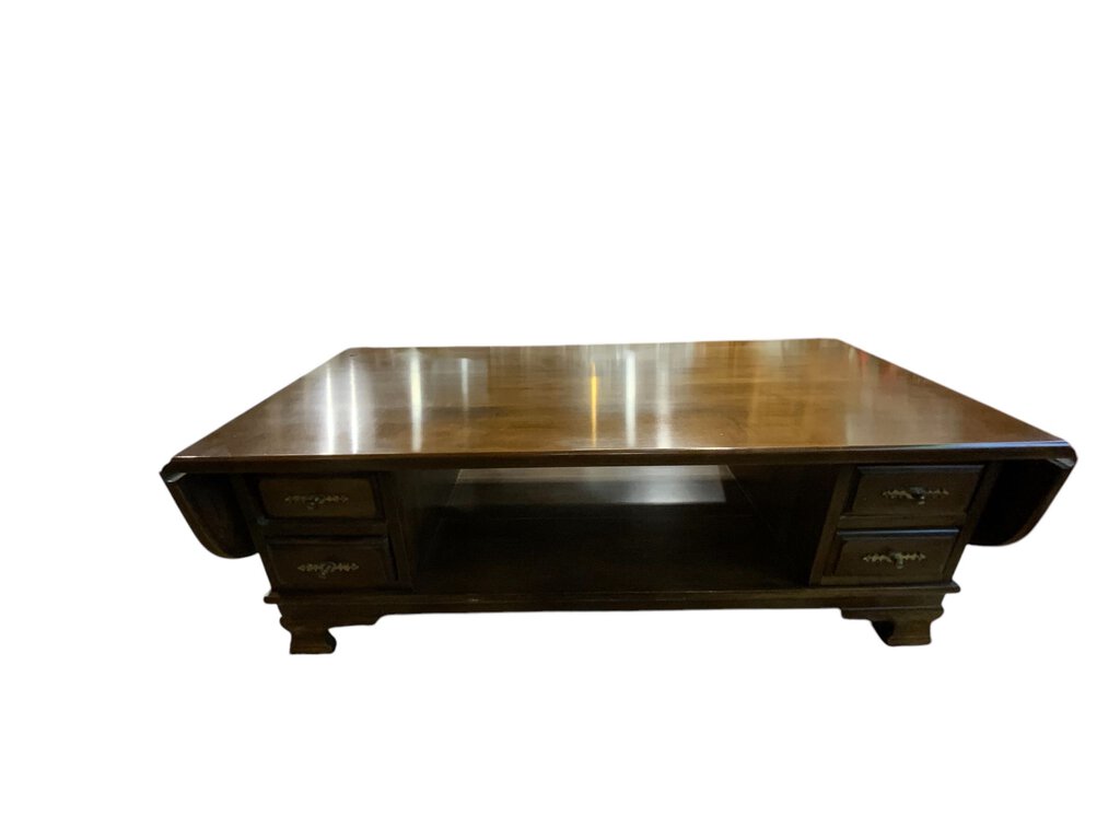 Drop Leaf Coffee Table with 4 drawers