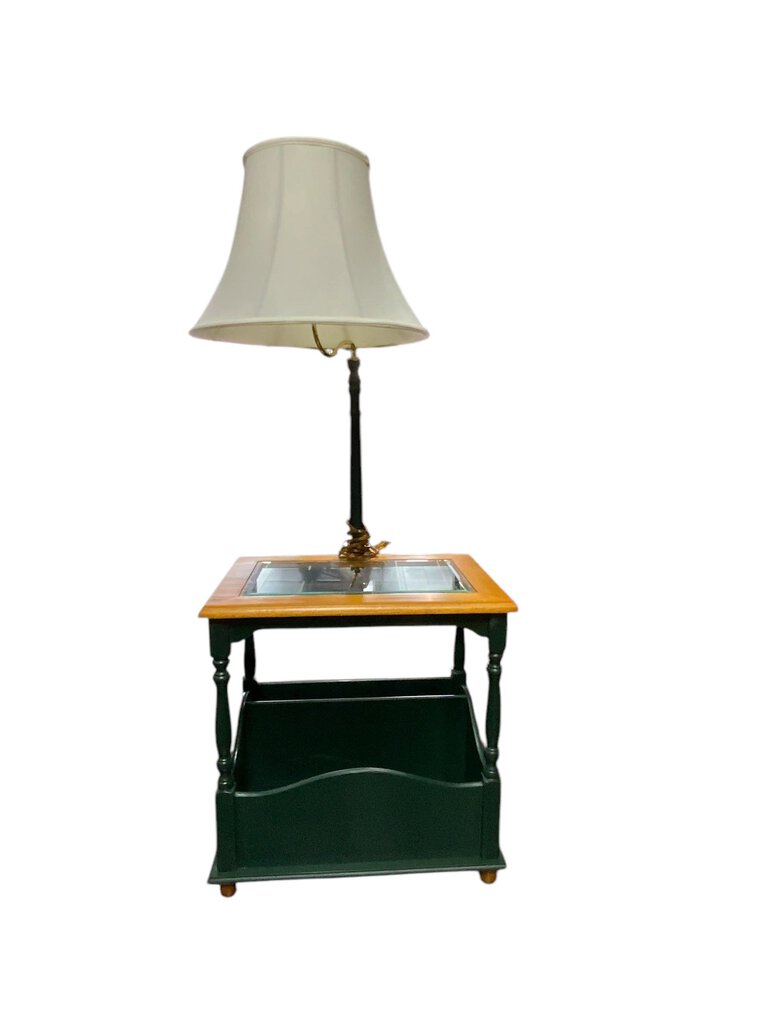 End Table with built in Lamp and magazine holder