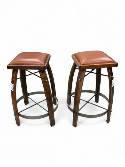 Set of 2 Wine Barrel Stave Stools