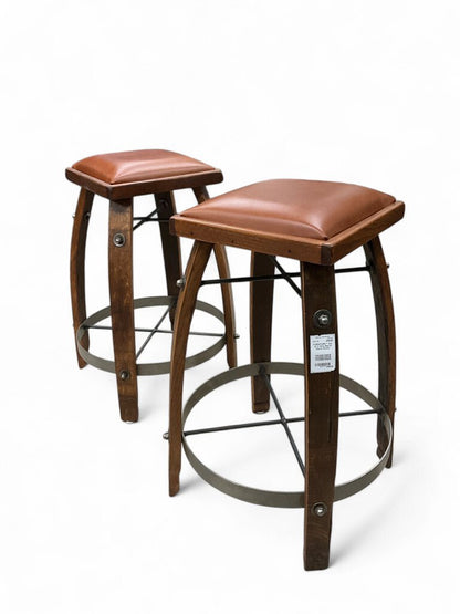 Set of 2 Wine Barrel Stave Stools