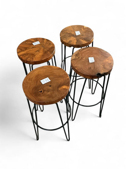 Set of 4 Teak Barstools