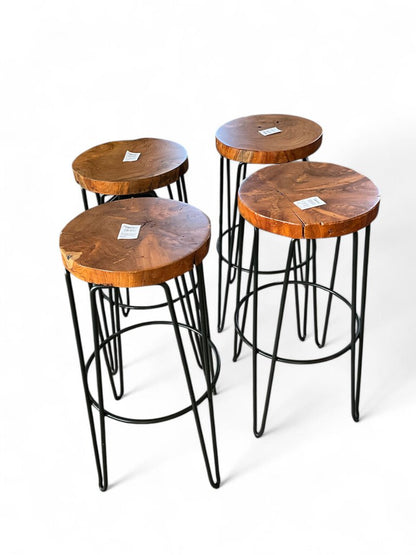 Set of 4 Teak Barstools