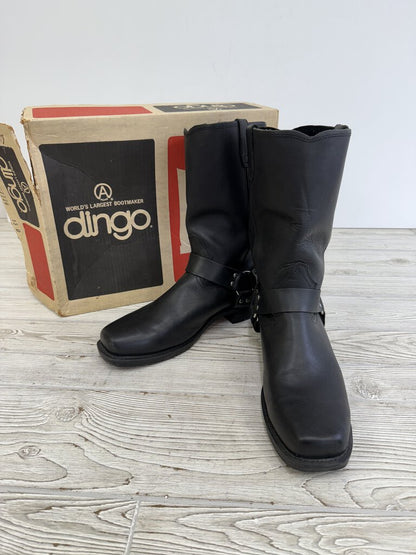 Dingo Mens Black Leather Motorcycle Boots Size 14 Wide /rb